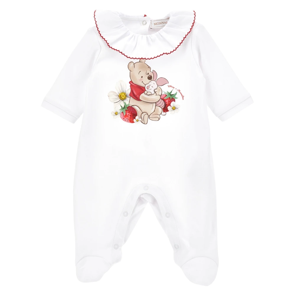 Monnalisa Girls White Bodies & Sets, 3 M, Winnie The Pooh Babygrow