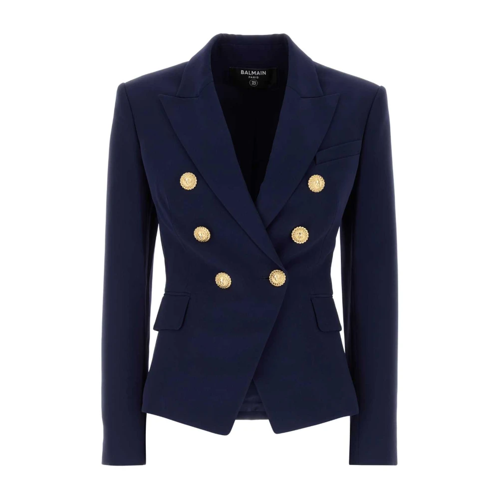 Elegant Navy Blue Crepe Blazer