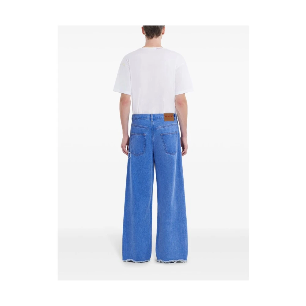 Marni Bloemenapplicatie Wide Leg Jeans Blue Heren