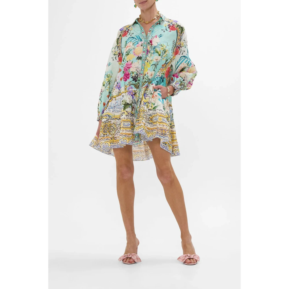 Camilla Gelaagde Korte Jurk Tuinen Queluz Palace Multicolor Dames