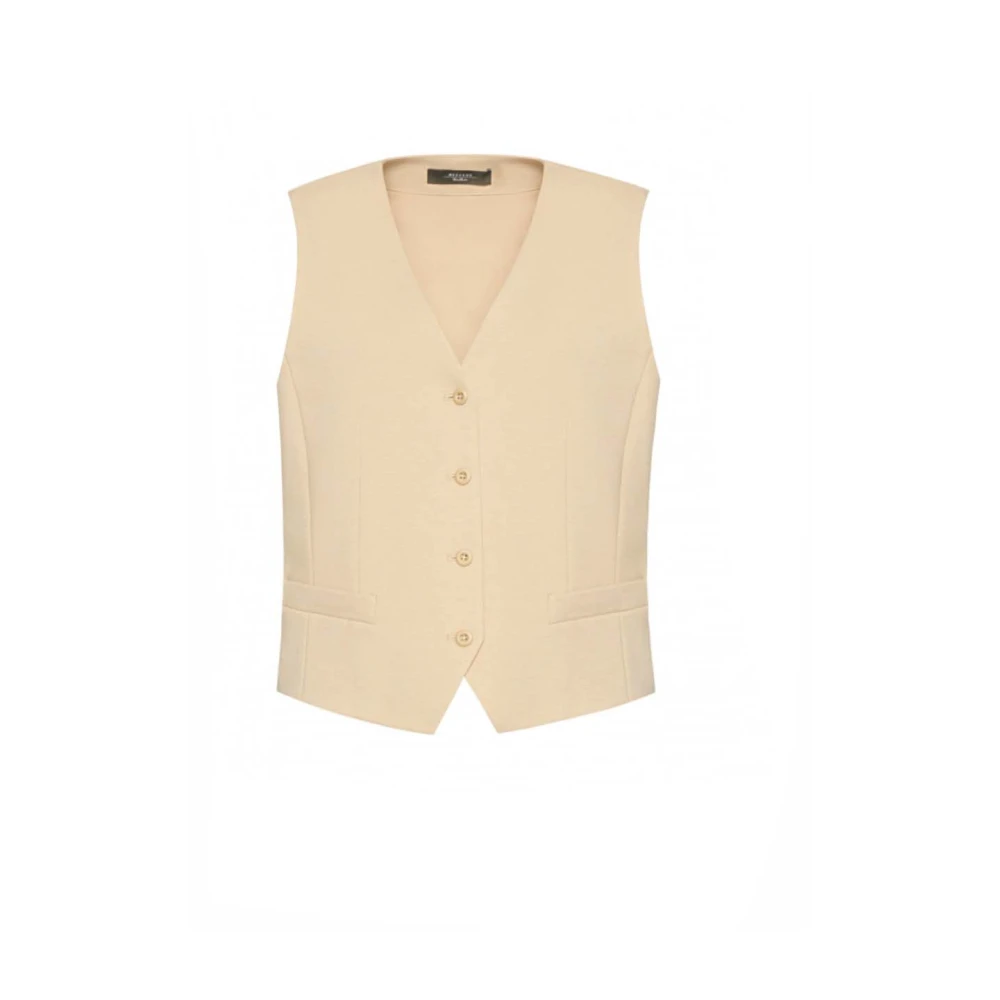 Max Mara Bruine Jersey Katoenen Gilet Jas Brown Dames