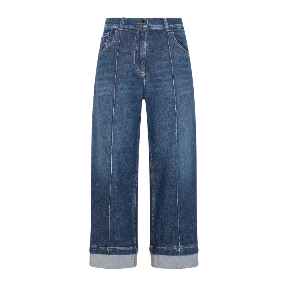 Seventy Ankel Jeans med Frontsöm och Vikt Fåll Blue, Dam