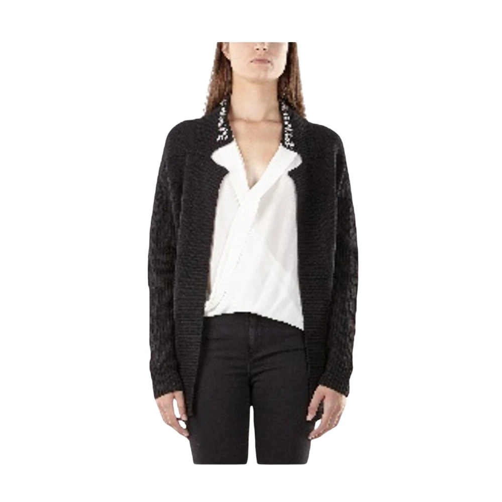 Gas Women's Black Cardigans, M, Viscose Knit Cardigan