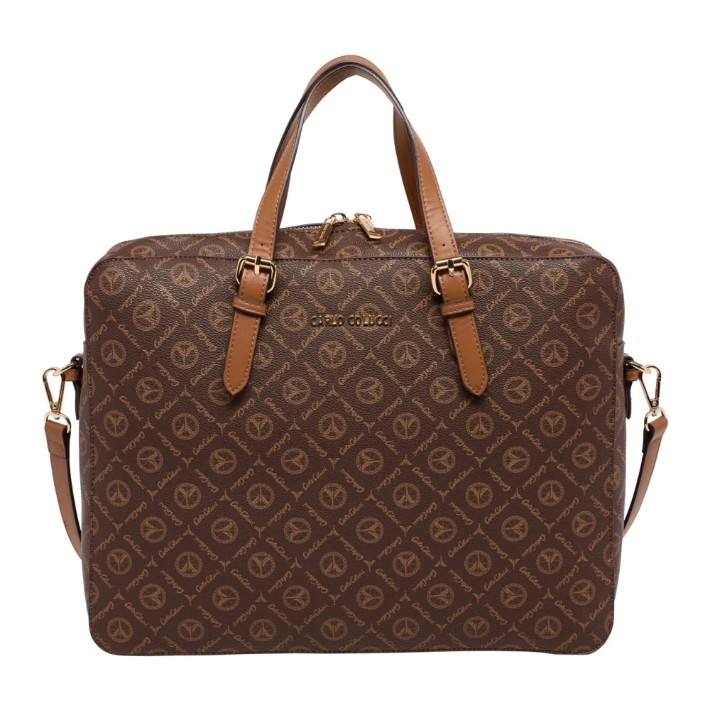 Carlo colucci Professionele Business Tas met Logo Print Brown Heren