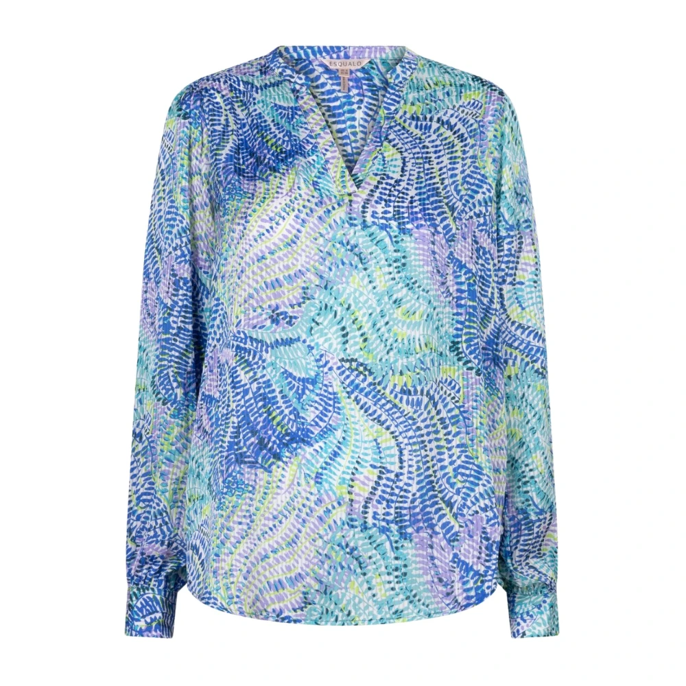 Esqualo blouse V-neck Bayside Leaves p Sp24.15011 999 print Multicolor Heren