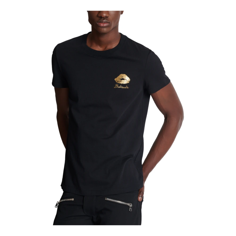 Balmain T-shirt met Kiss print Black Heren