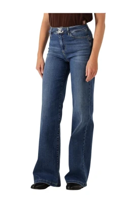 Flair Button Up Blå Jeans Dam