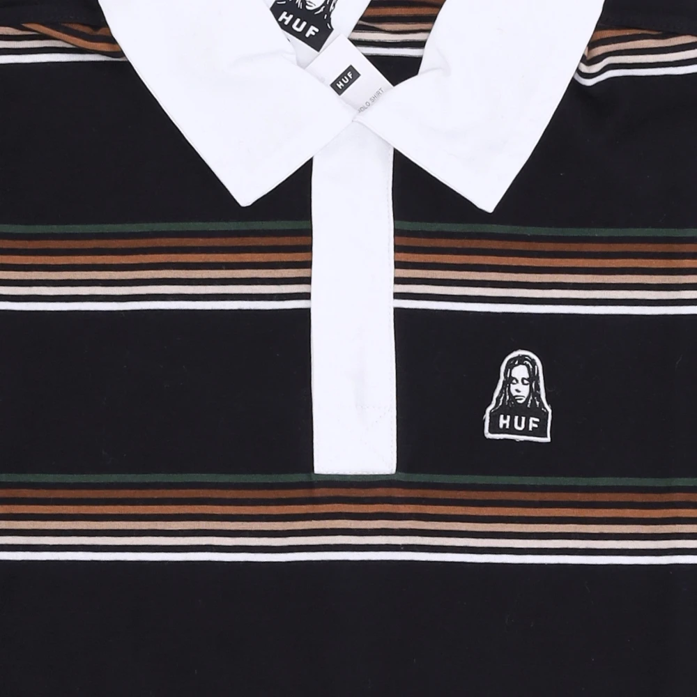 HUF Gestreept Crop Polo Shirt Black Dames