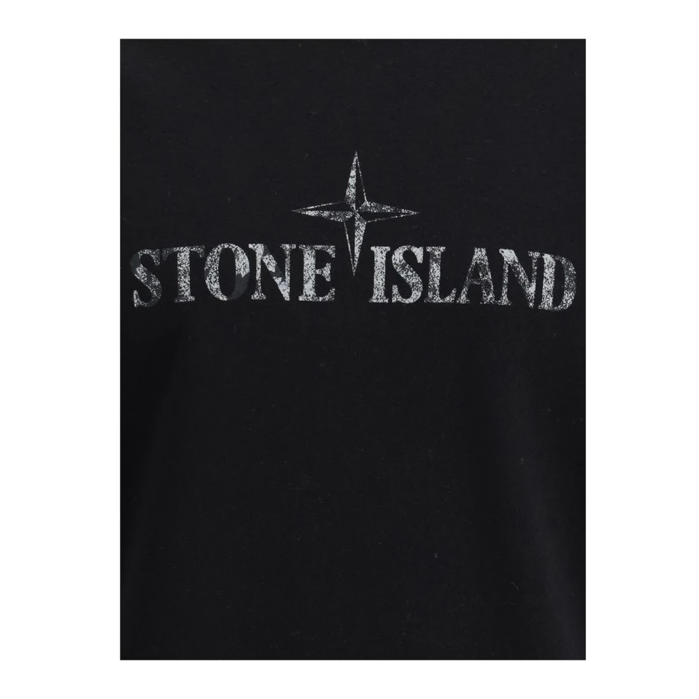 Stone Island Vintage Monogram Katoenen T-shirt Black Heren