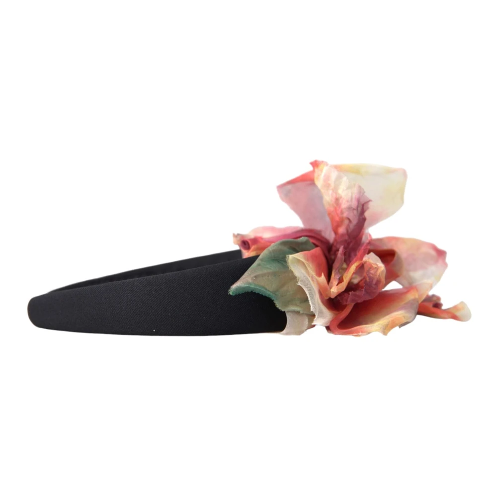 Dolce & Gabbana Bloemen Zwart Tiara Vrouwen Haarband Diadeem Black Dames