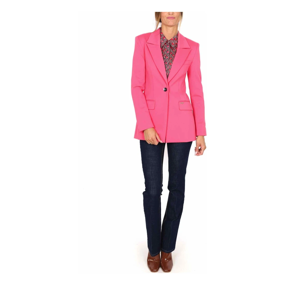 Liu Jo Fuchsia Milano Blazer Lang Metalen Knoop Pink Dames