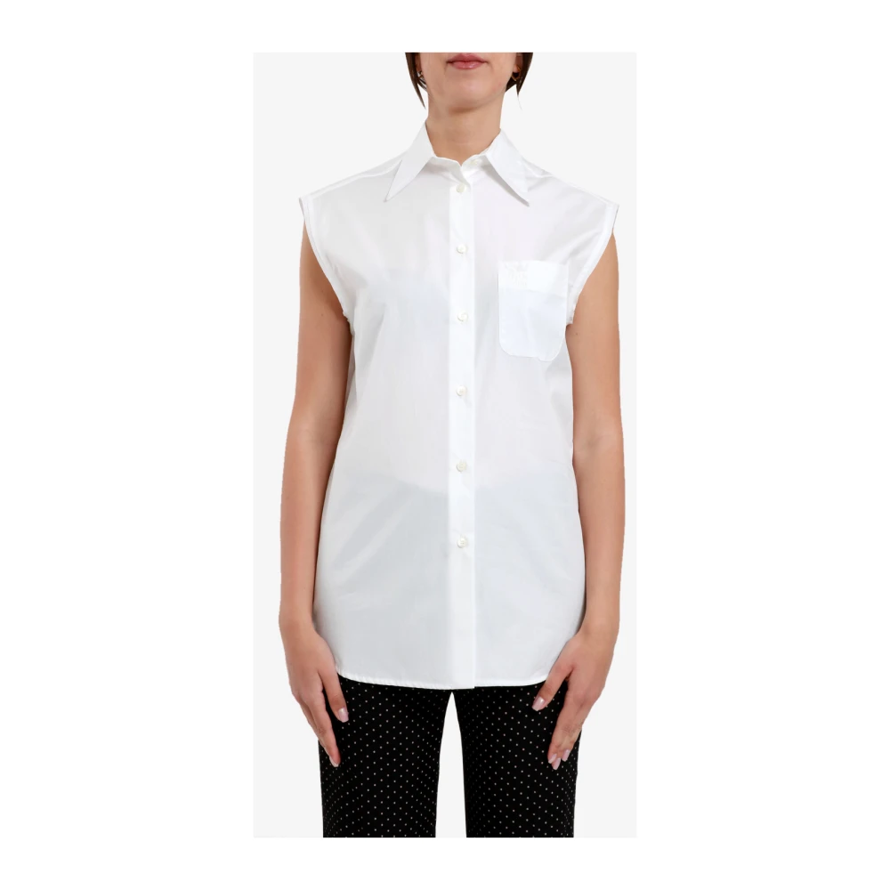 N21 Witte Mouwloze Kraag Shirt White Dames