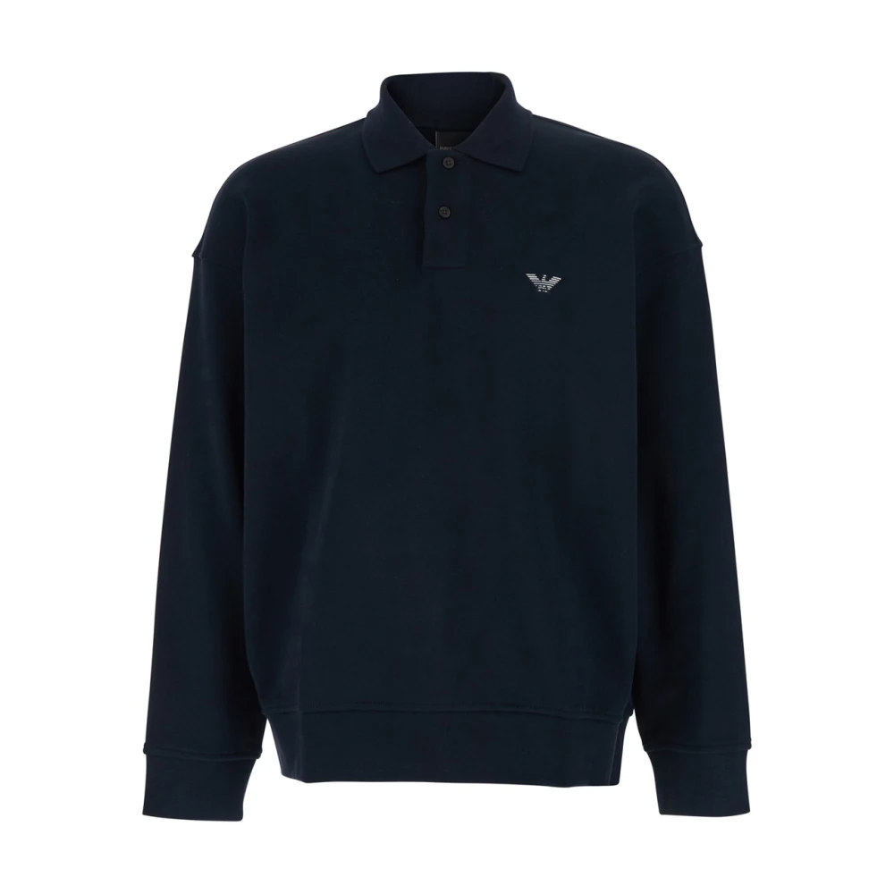 Emporio Armani Homme Bleu - Polo Collar Sweat-Shirt - Tops - Taille: L