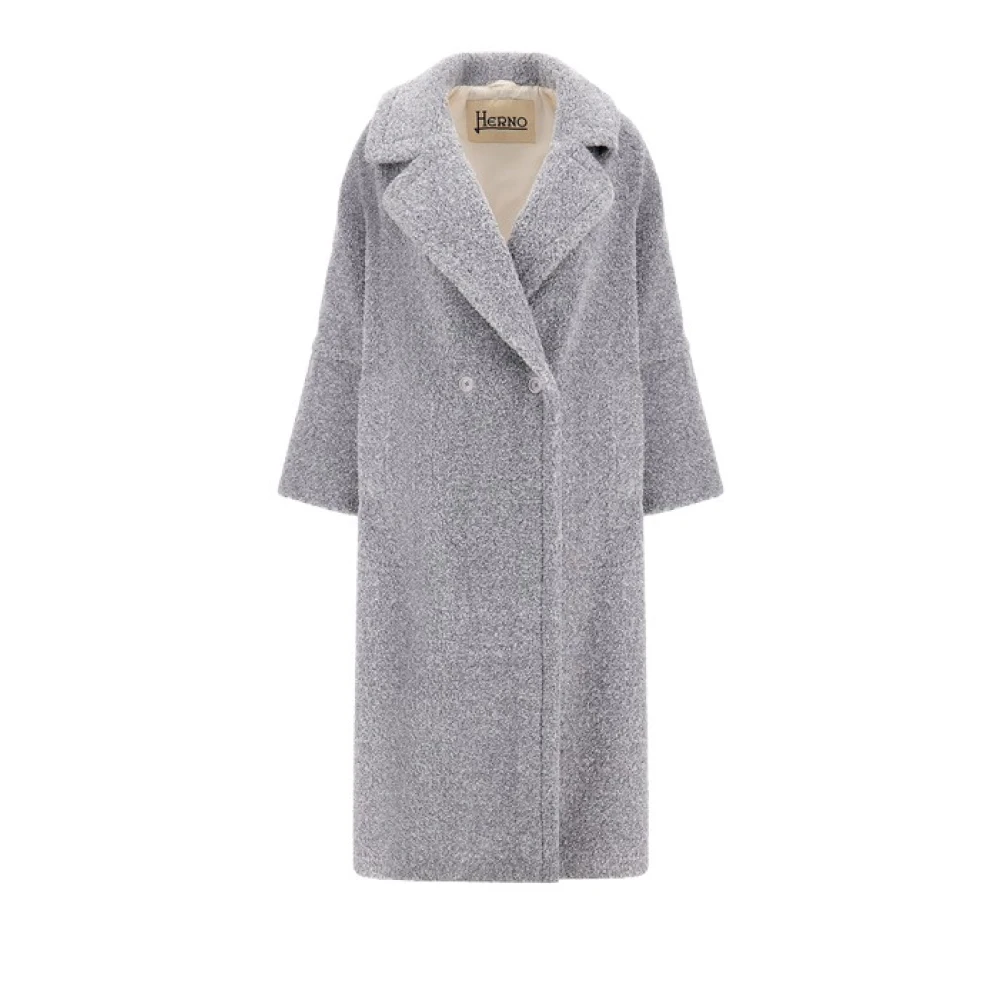 Herno Kvinno Grå Kappor & Rockar Dam, Xs, Polyester, Soft Faux Fur Coat
