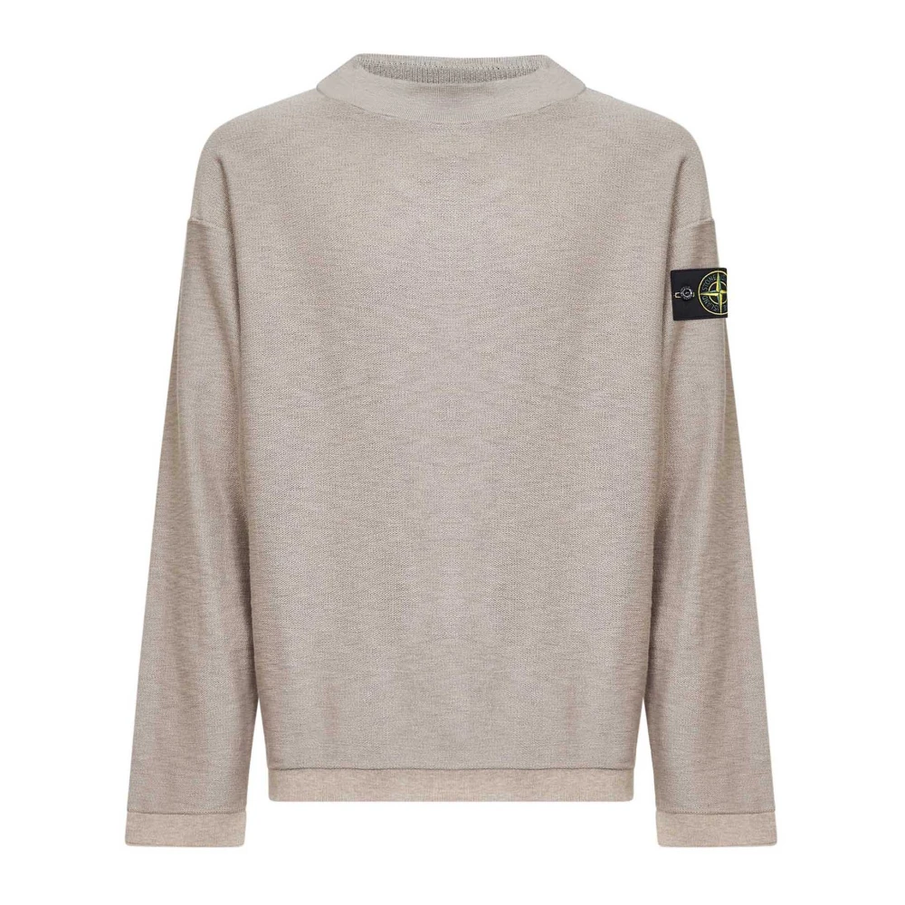 Stone Island Beige Round-Neck Knitwear, Male, 2XL, Crew Neck Knitwear