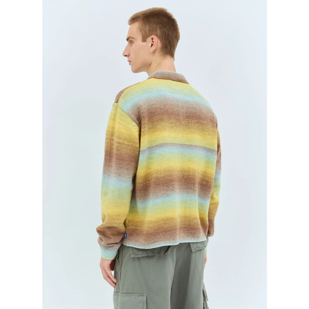Awake NY Ombre Polo Sweater Wolmix Gebreid Yellow Heren