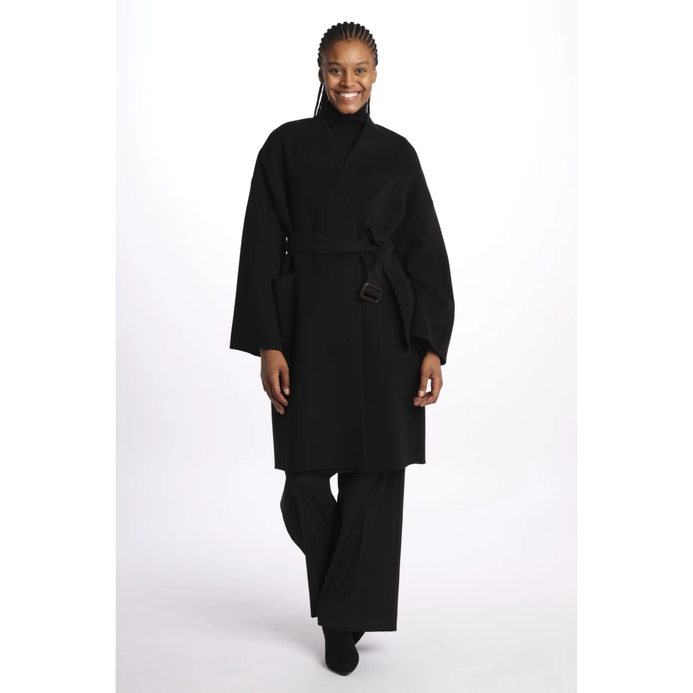 Max Mara Zwarte Eris Jas zonder Kraag Black Dames