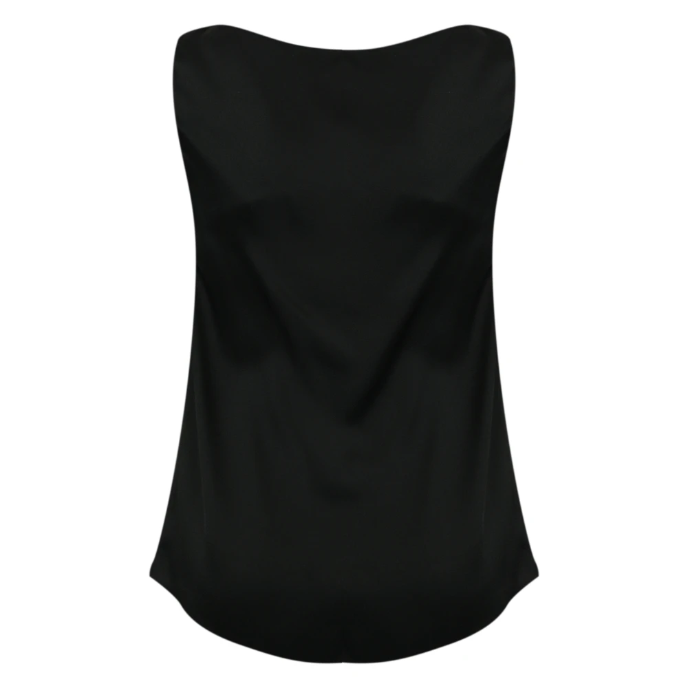 Liviana Conti Zwarte Viscose Mouwloze Blouse Black Dames