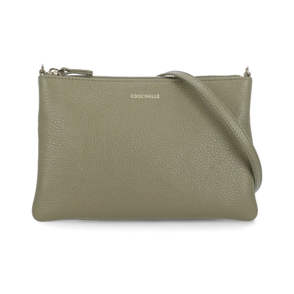 Coccinelle Groene Pochette van Pebble-leer voor Vrouw Green Dames