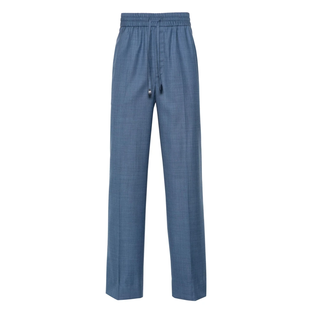 Brioni Blauwe Wol Casual Broek Blue Heren