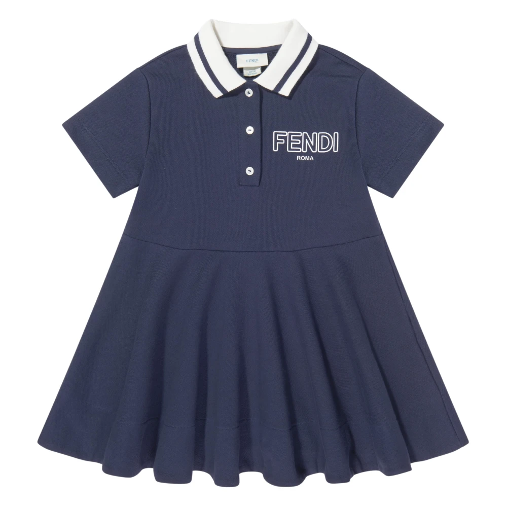 Fendi Girls Blue Logo Polo Dress - Dresses - 5 Y - Kids