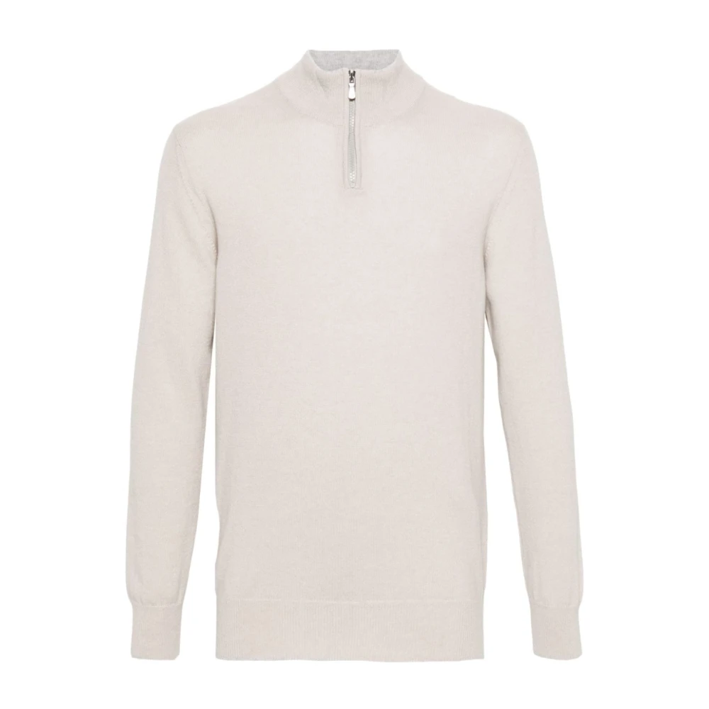 Eleventy Beige Cashmere Sweater met Half Zip Beige Heren