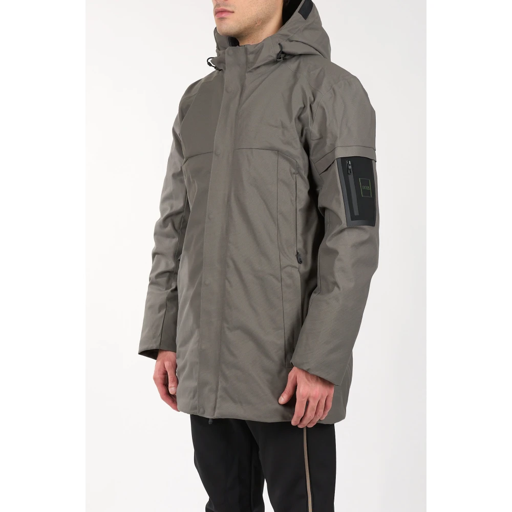 Hugo Boss Waterafstotende Parka met Capuchon en Zakken Green Heren