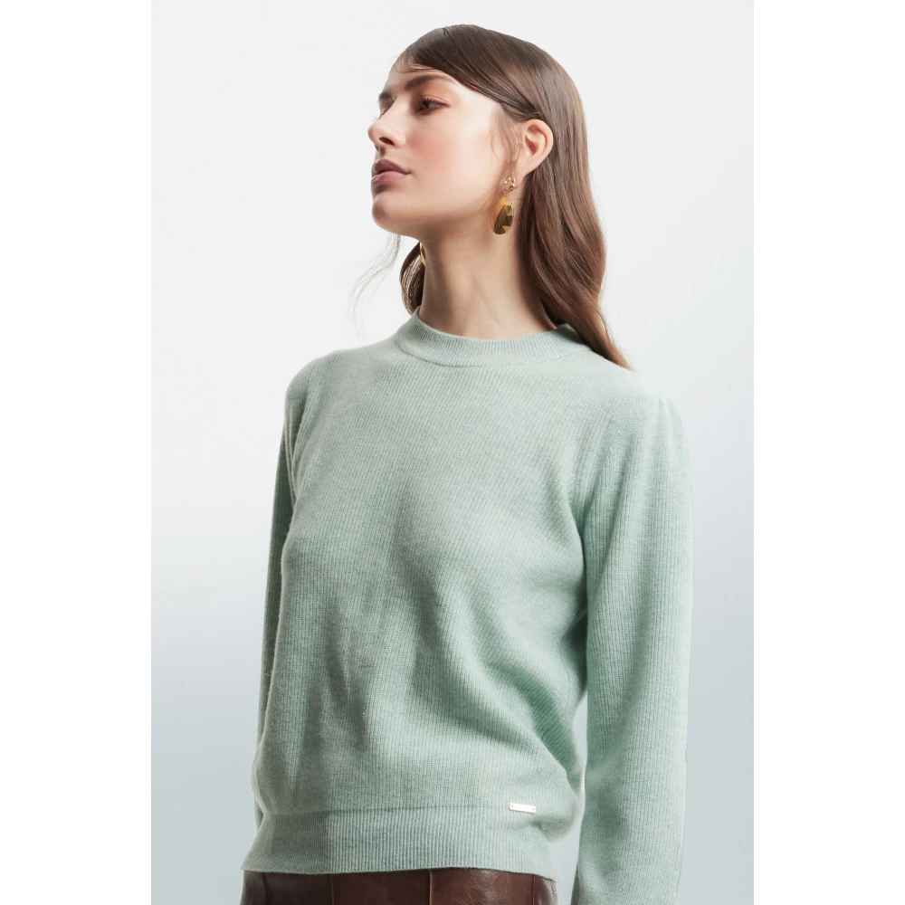Kocca Gezellige Wol Bishop Sleeve Trui Green Dames