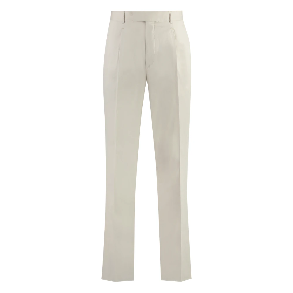 Ermenegildo Zegna Katoenen Chino Broek met Achterzakken Beige Heren