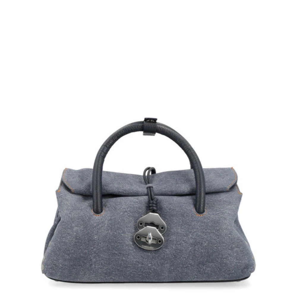 Zanellato Denim Blue Genova Canvas Schoudertas Blue Dames