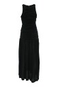 black-cotton-ruched-long-dress