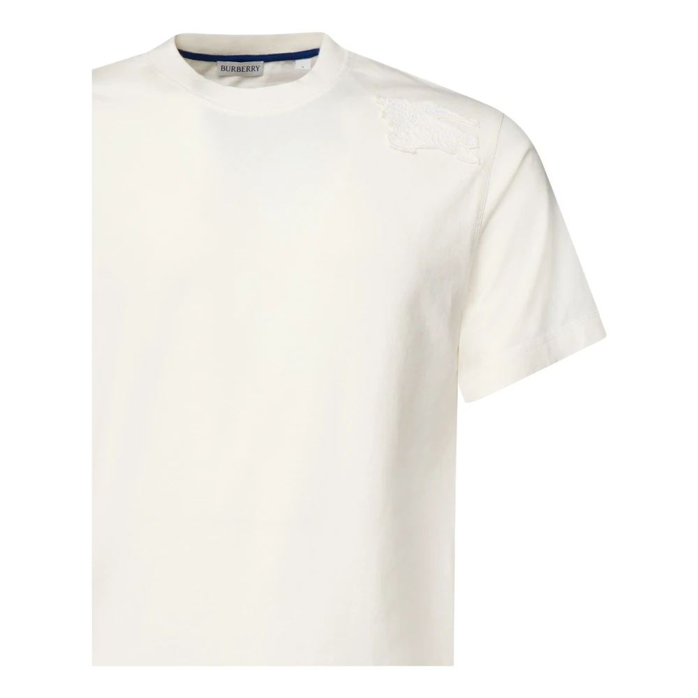 Burberry Wit Katoenen T-shirt met Equestrian Knight Logo White Heren