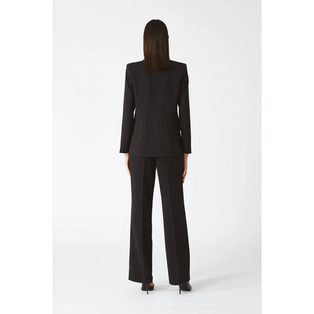 Nenette Zwarte Flare Broek in Halfglanzende Stof Black Dames