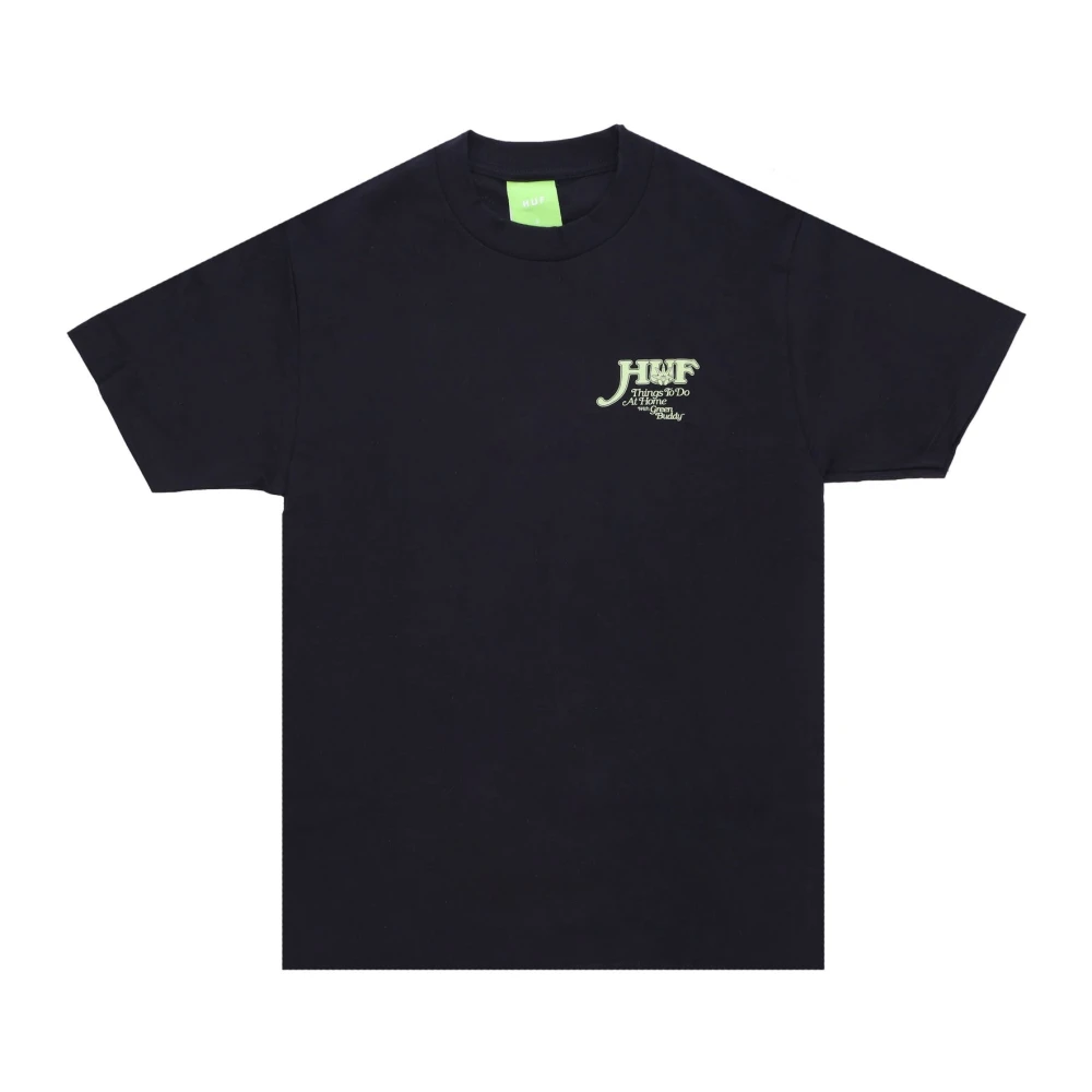 HUF Zwarte Crew Neck Tee met Green Buddy Print Black Heren