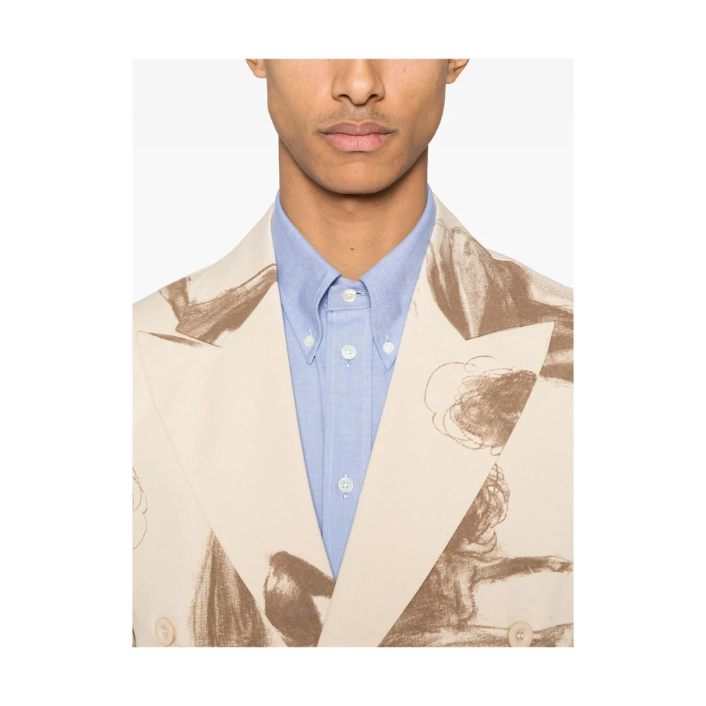 KidSuper Studios Beige Double-Breasted Jas met Zakken Beige Heren