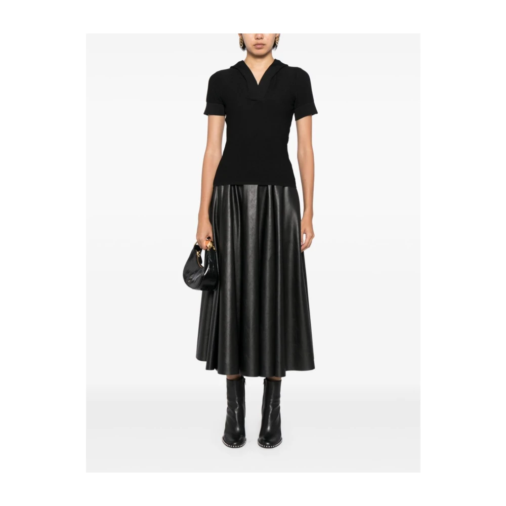 Alaïa Gebreide trui met capuchon en V-hals Black Dames