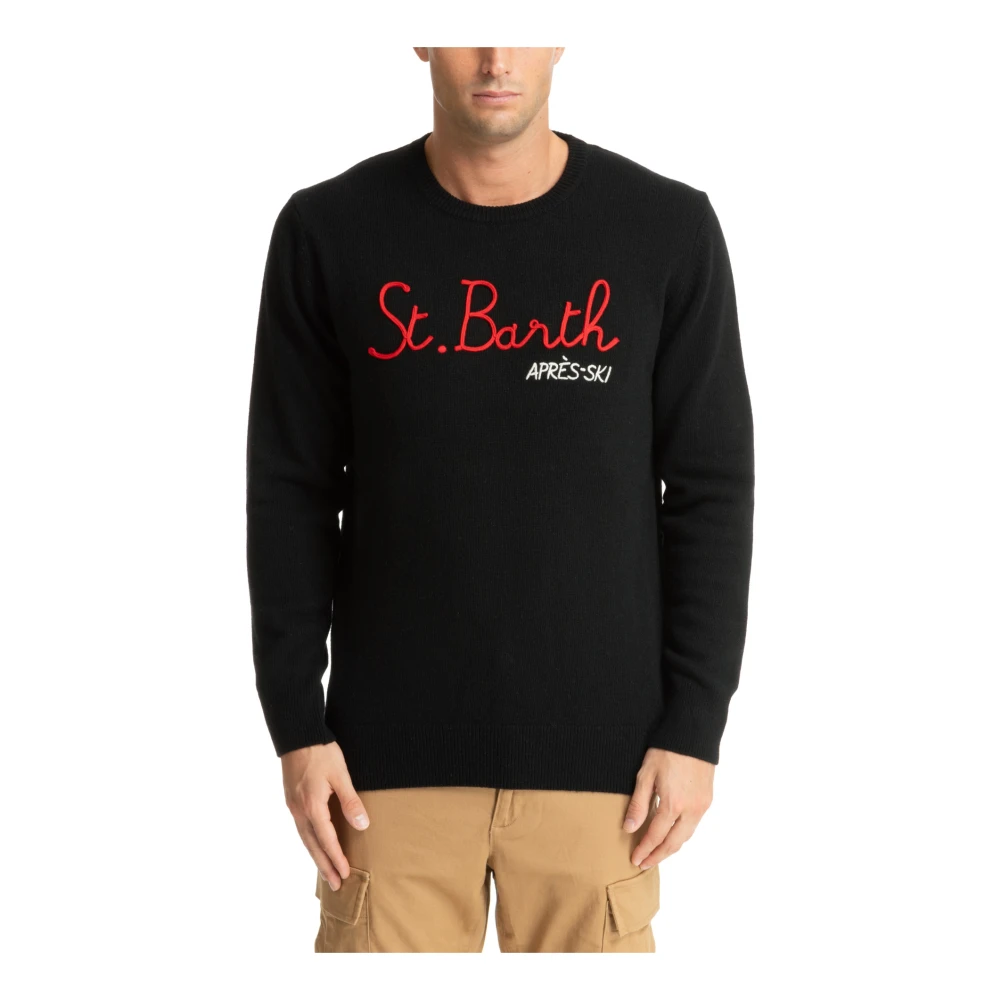 MC2 Saint Barth Abstract Patroon Sweater met Logo Borduursels Black Heren