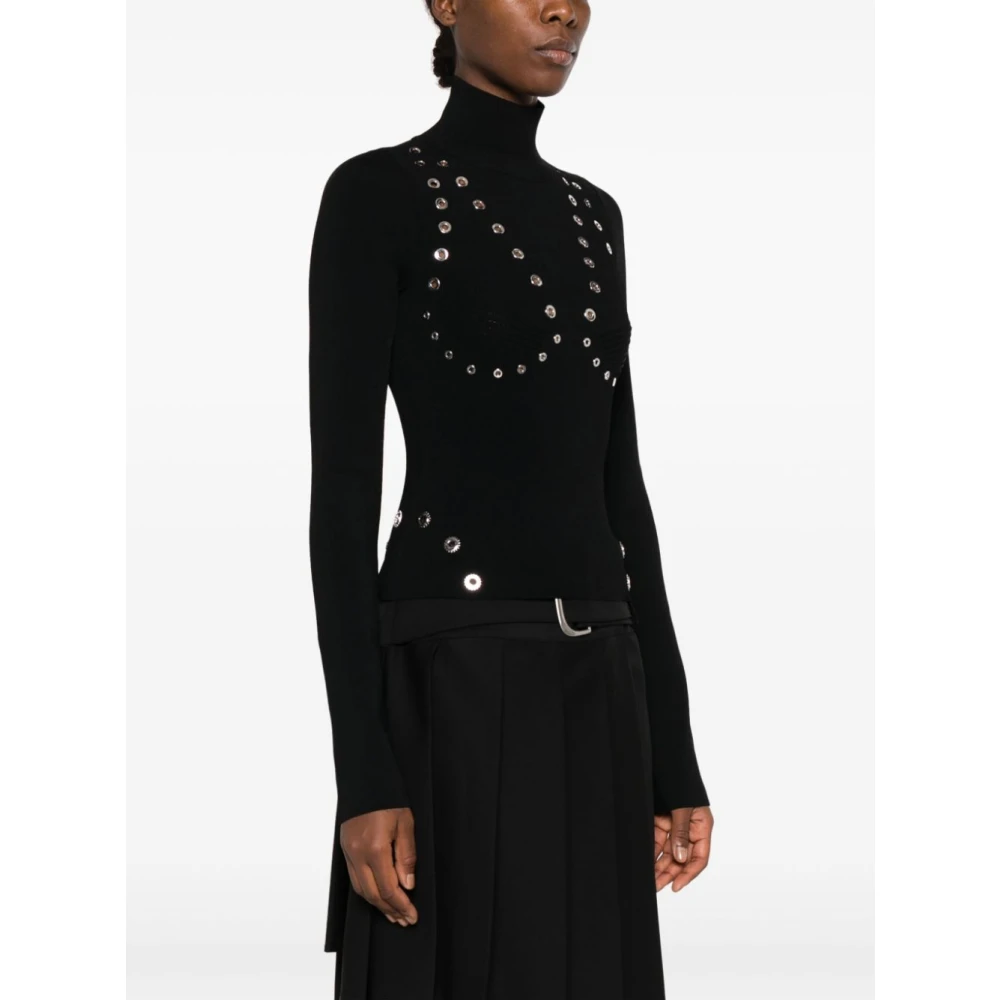 Off White Zwarte hoge hals viscose trui Black Dames