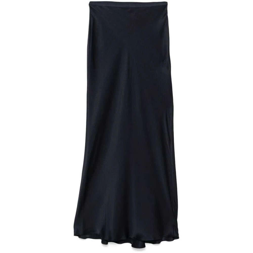 Anine Bing Navy Blue Zijden Rok Blue Dames