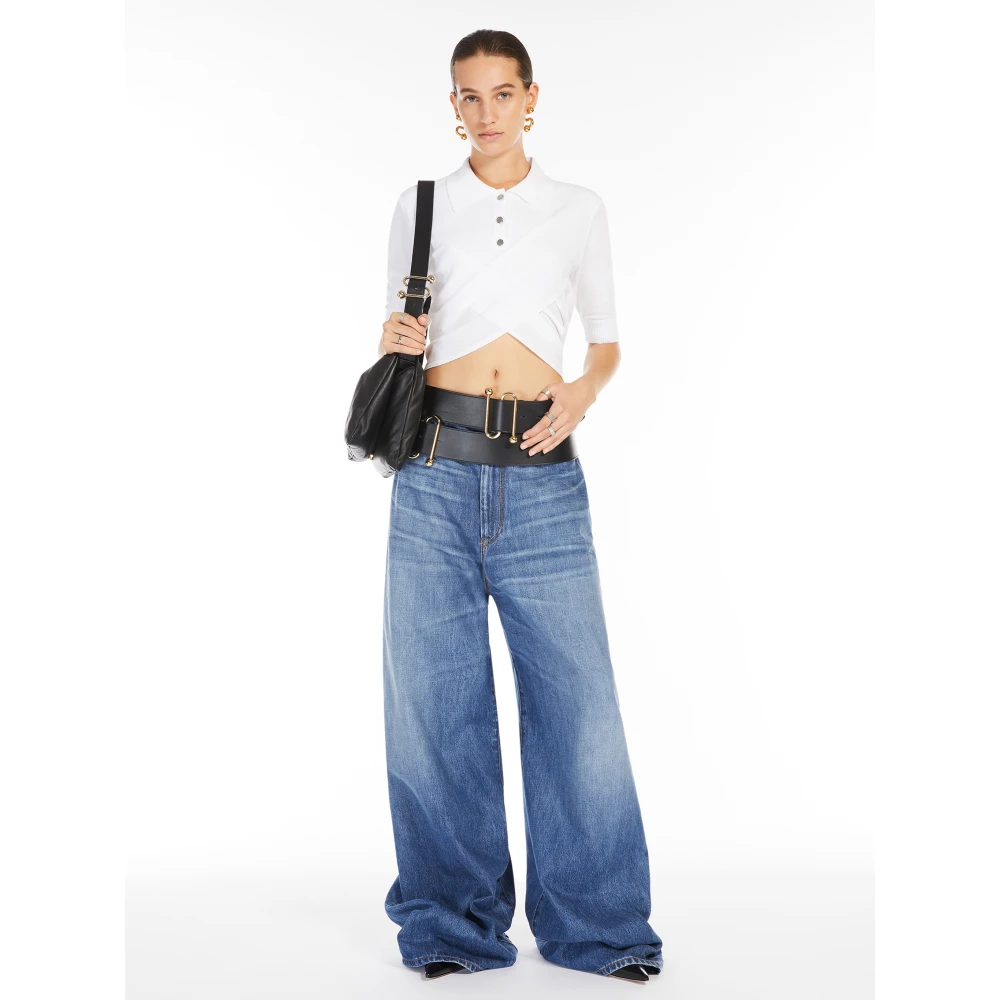 SPORTMAX Witte Polo Shirt met Kruis Hem White Dames