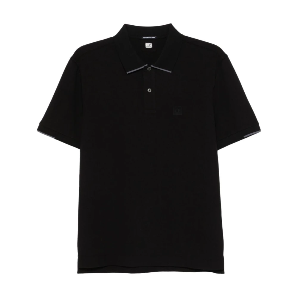 C.P. Company Zwart Poloshirt met Logopatch Black Heren