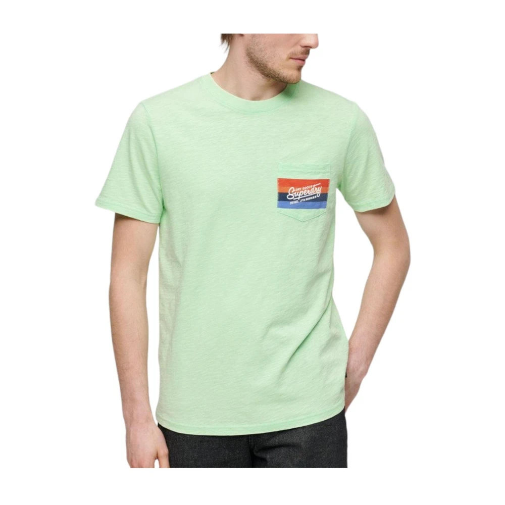 Superdry Green T-Shirts, Male, L, Striped Cali T-Shirt