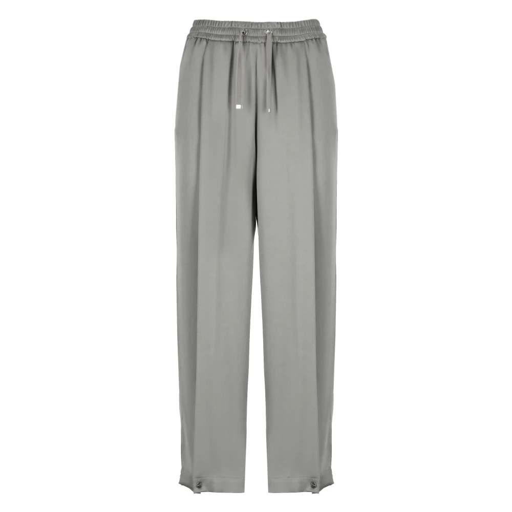 Herno Grijze satijnen broek met elastische tailleband Gray Dames