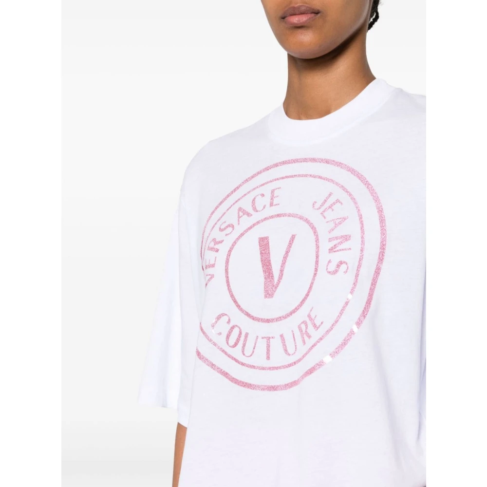 Versace Jeans Couture Witte T-shirts Polos voor Vrouwen White Dames