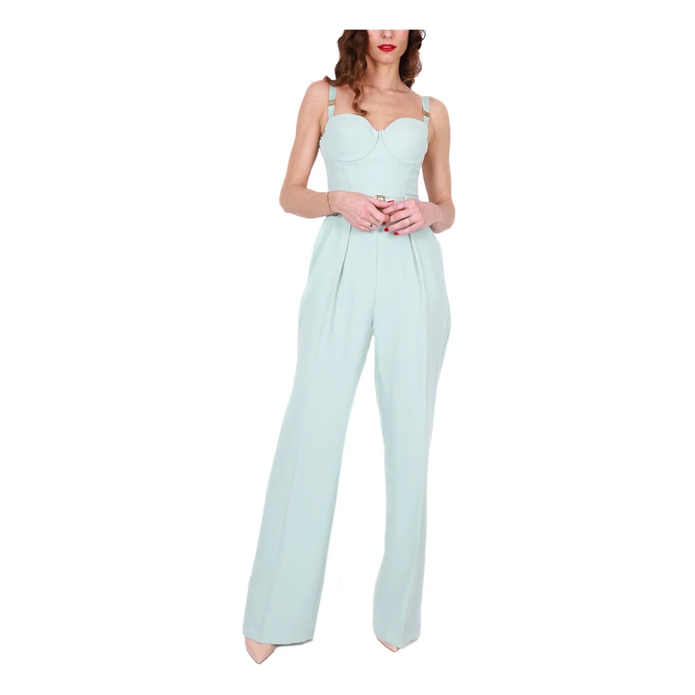 Elisabetta Franchi Elegante Groene Bustier Jumpsuit Green Dames