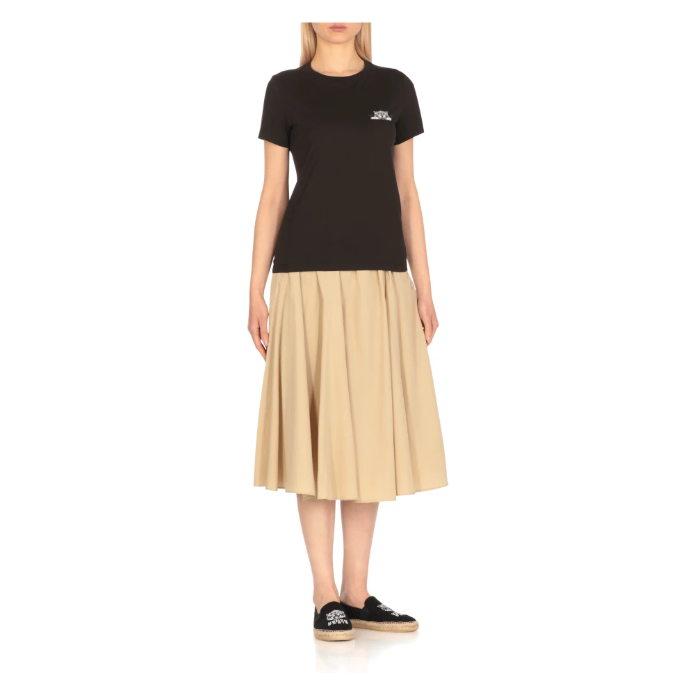 Kenzo Zwart Katoenen T-shirt met Bedrukt Logo Black Dames