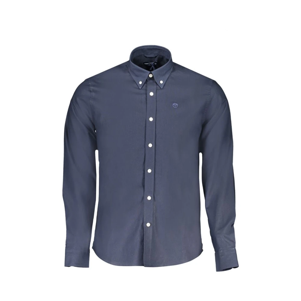 North Sails Blauw Katoenen Overhemd Regular Fit Borduurwerk Blue Heren