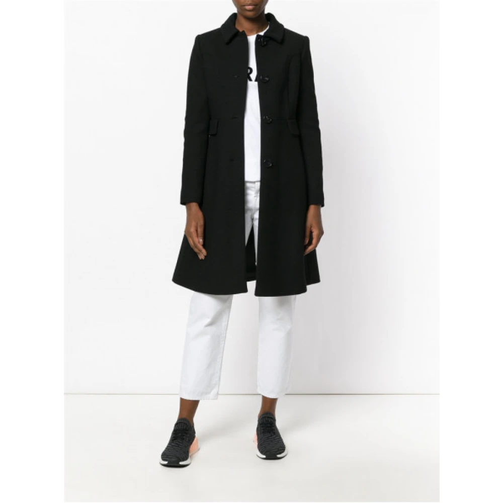 Twinset Klassieke wollen en katoenen jas Black Dames