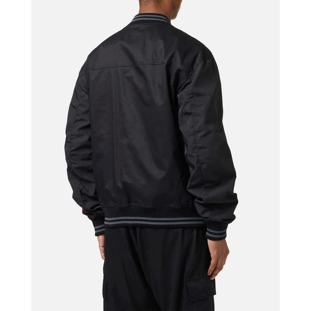 Iceberg Zwarte regular fit jas in gabardine met contrasterende mouwen Black Heren