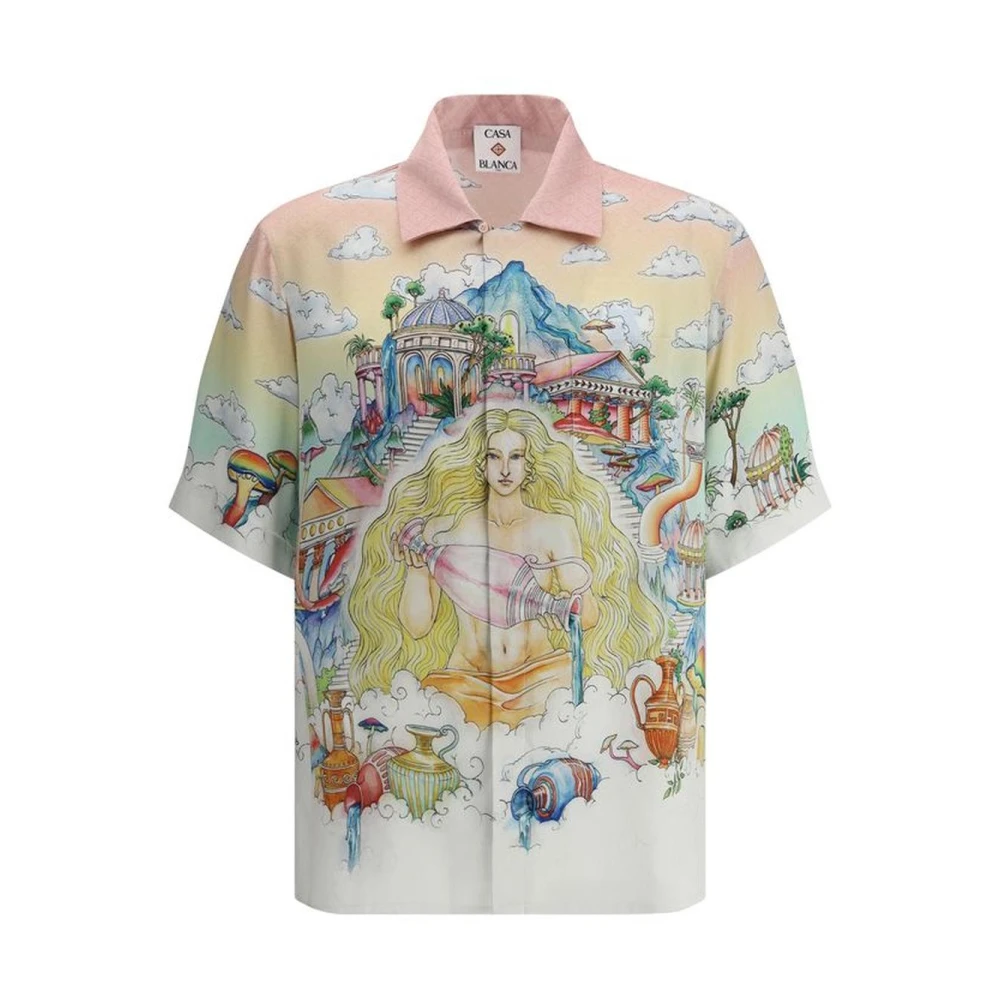 Casablanca Exotische Zijden Cubaanse Kraag Maxi Shirt Multicolor Heren